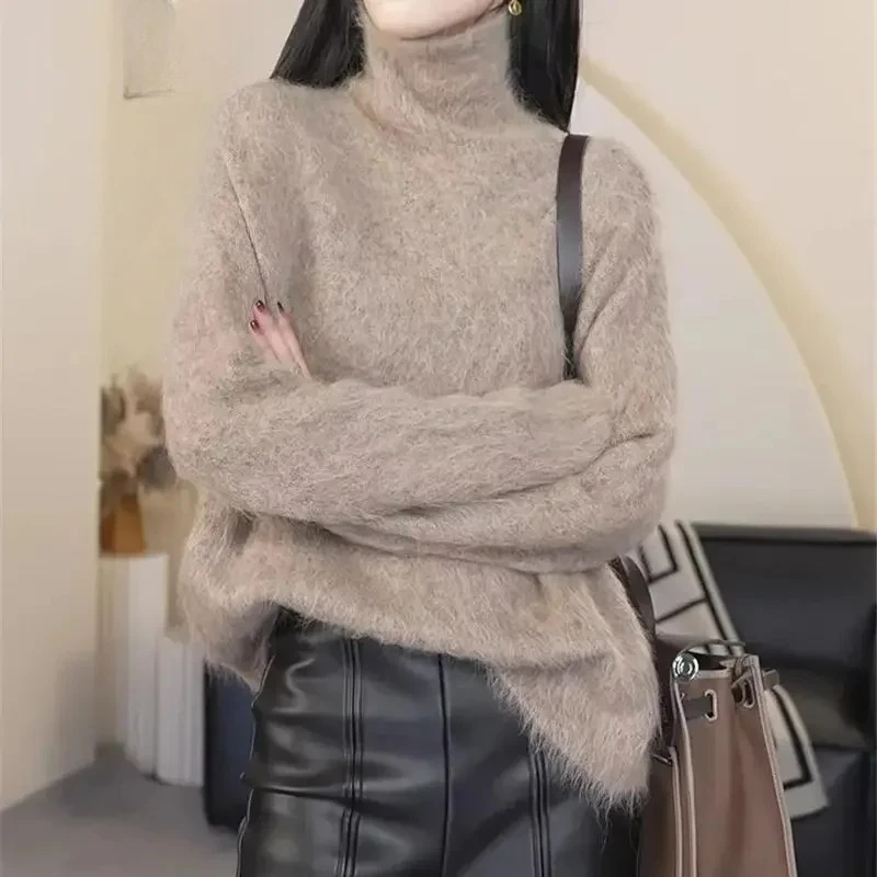 Autumn New Soft Knit Sweater Women Korean Fashion Loose Mink Pullover Womens Casual Turtleneck Tops Plus Size XXL
Autumn New Soft Knit Sweater Women Korean Fashion Loose Mink Pullover Womens Casual Turtleneck Tops Plus Size XXL