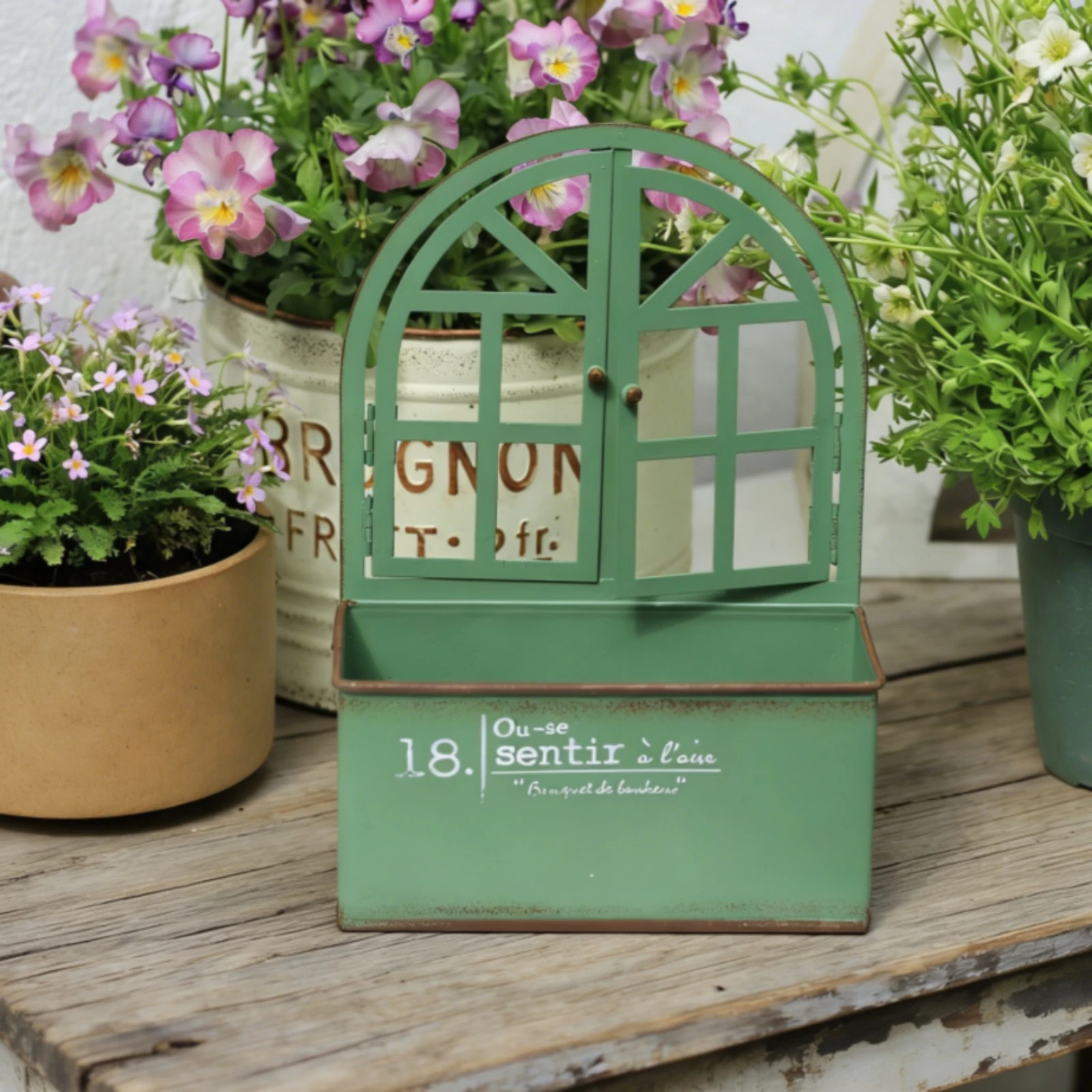 Arched Window Planter Metal Vintage Iron Planter Plant Holder Printed Text Flower Trough Rust-Resistant
Arched Window Planter Metal Vintage Iron Planter Plant Holder Printed Text Flower Trough Rust-Resistant