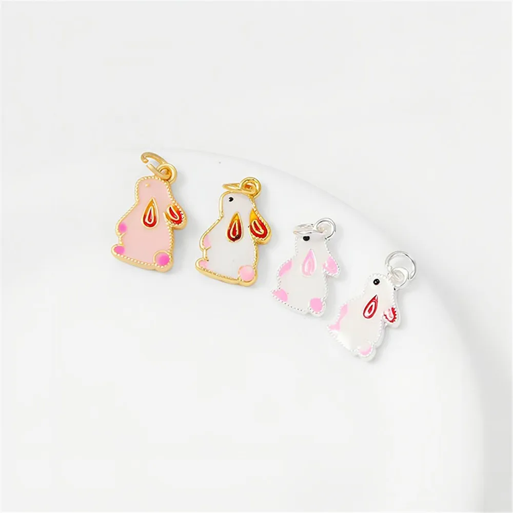 18K Gold-packed Color Double-sided Oil Drop Matte White Rabbit Pendant Diy Handmade Material Jewelry Accessories Charm Pendant 
18K Gold-packed Color Double-sided Oil Drop Matte White Rabbit Pendant Diy Handmade Material Jewelry Accessories Charm Pendant