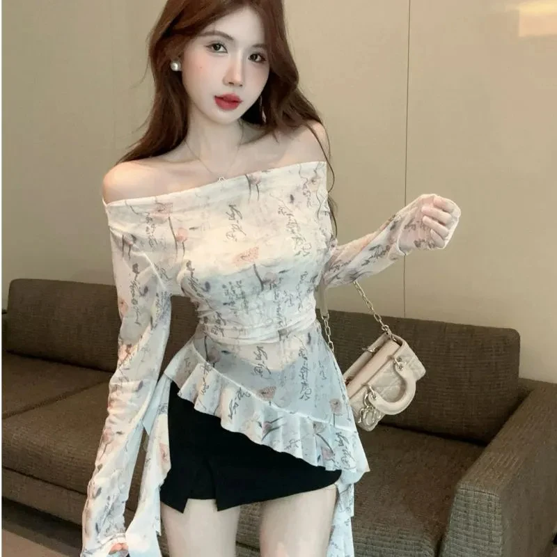 Summer Women's Blouses 2025 Blusas Mujer De Moda Slash Neck Long Sleeve Print Shirts Off Shoulder Tunic Irregular Ruffles Tops
Summer Women's Blouses 2025 Blusas Mujer De Moda Slash Neck Long Sleeve Print Shirts Off Shoulder Tunic Irregular Ruffles Tops