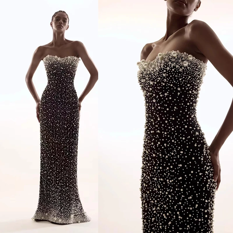 L448 Hot Sale Black Crepe Pearls mermaid Fashion فساتين السهرة vestidos de fiesta فساتين سهره evening dresses
L448 Hot Sale Black Crepe Pearls mermaid Fashion فساتين السهرة vestidos de fiesta فساتين سهره evening dresses
