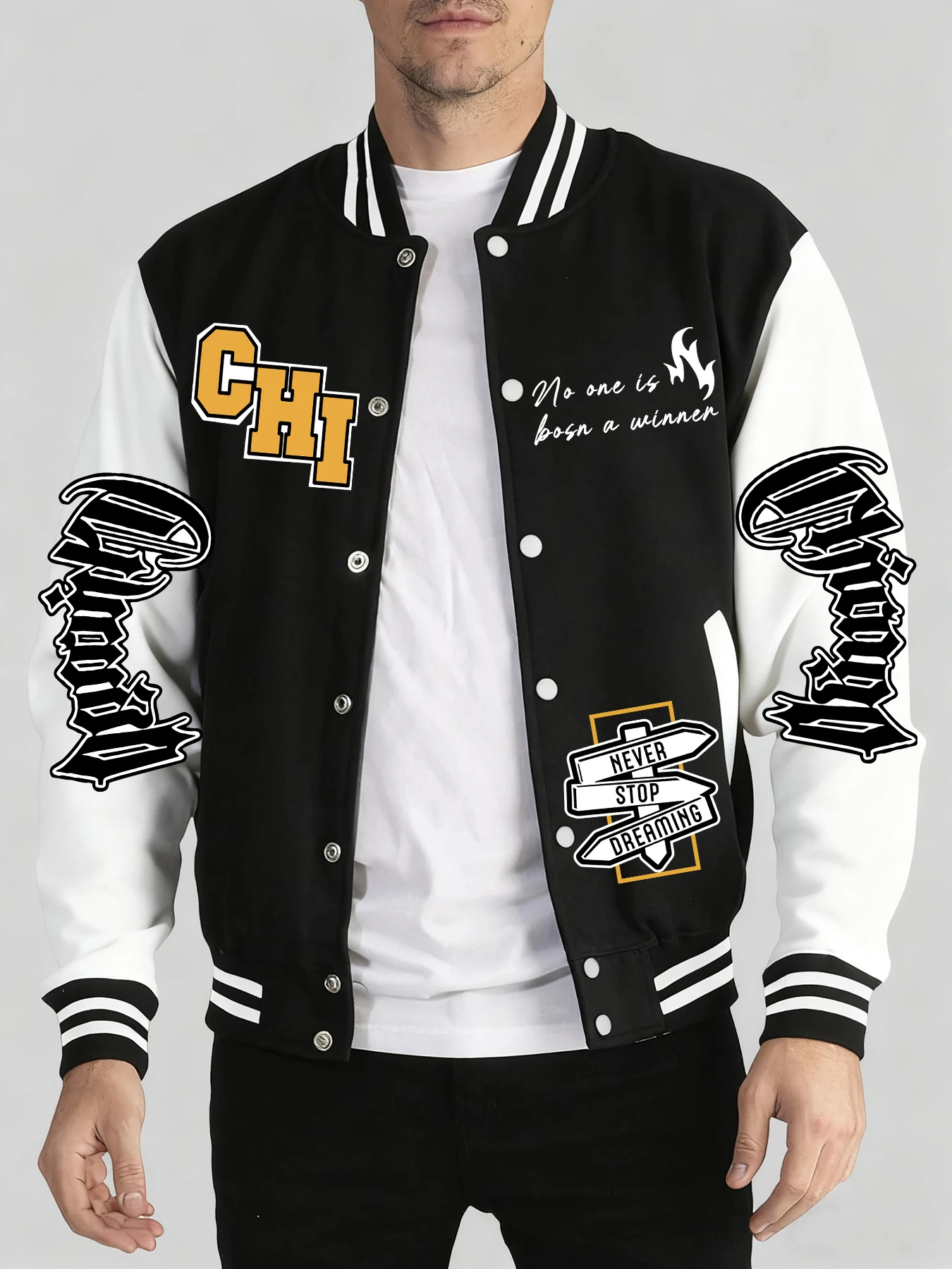 Уличная одежда с креативным принтом Chicago Art Letter, мужская уличная бейсбольная форма большого размера, модные удобные топы, осенне-зимняя куртка
Уличная одежда с креативным принтом Chicago Art Letter, мужская уличная бейсбольная форма большого размера, модные удобные топы, осенне-зимняя куртка