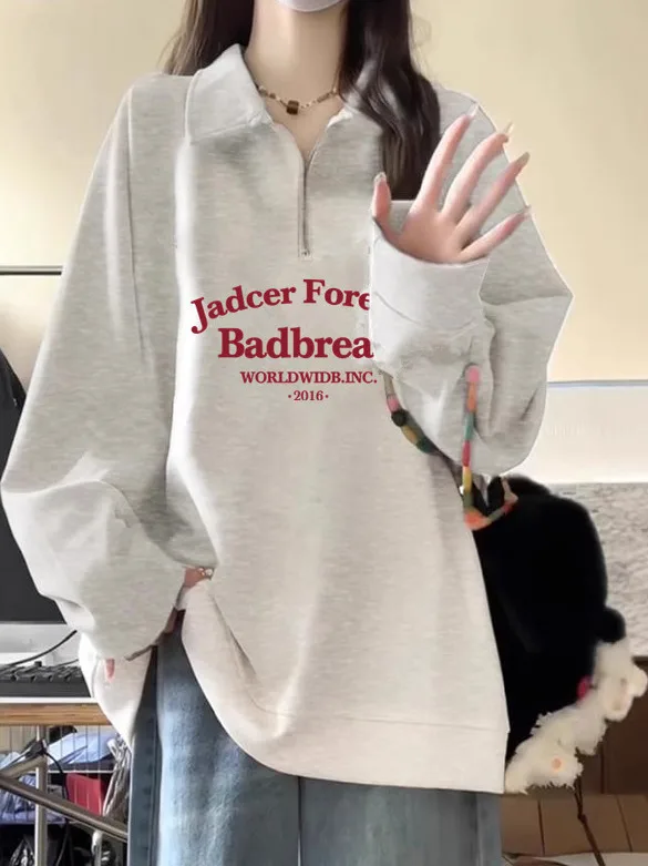 Oversize Collar Sweatshirt Women's Sweet Spicy Style Milk Series Outerwear Casual Comfortable Cotton Blend Zipper Closure
Oversize Collar Sweatshirt Women's Sweet Spicy Style Milk Series Outerwear Casual Comfortable Cotton Blend Zipper Closure