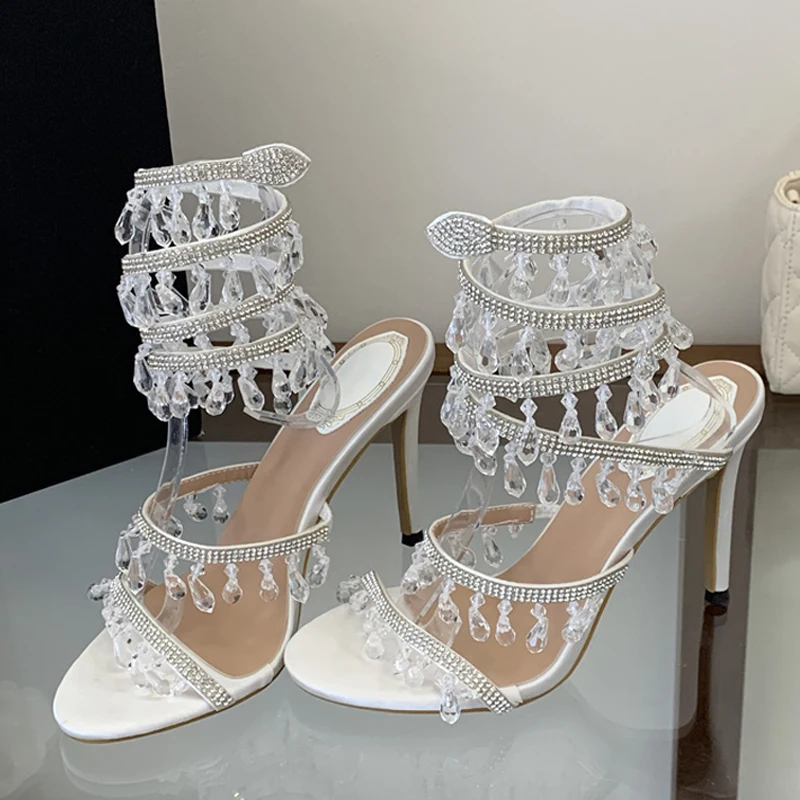 Liyke Elegant Women Wedding Banquet Shoes Fashion Crystal Pendant Ankle Strap Stiletto Sandal Sexy Open Toe Stripper Heels White
Liyke Elegant Women Wedding Banquet Shoes Fashion Crystal Pendant Ankle Strap Stiletto Sandal Sexy Open Toe Stripper Heels White