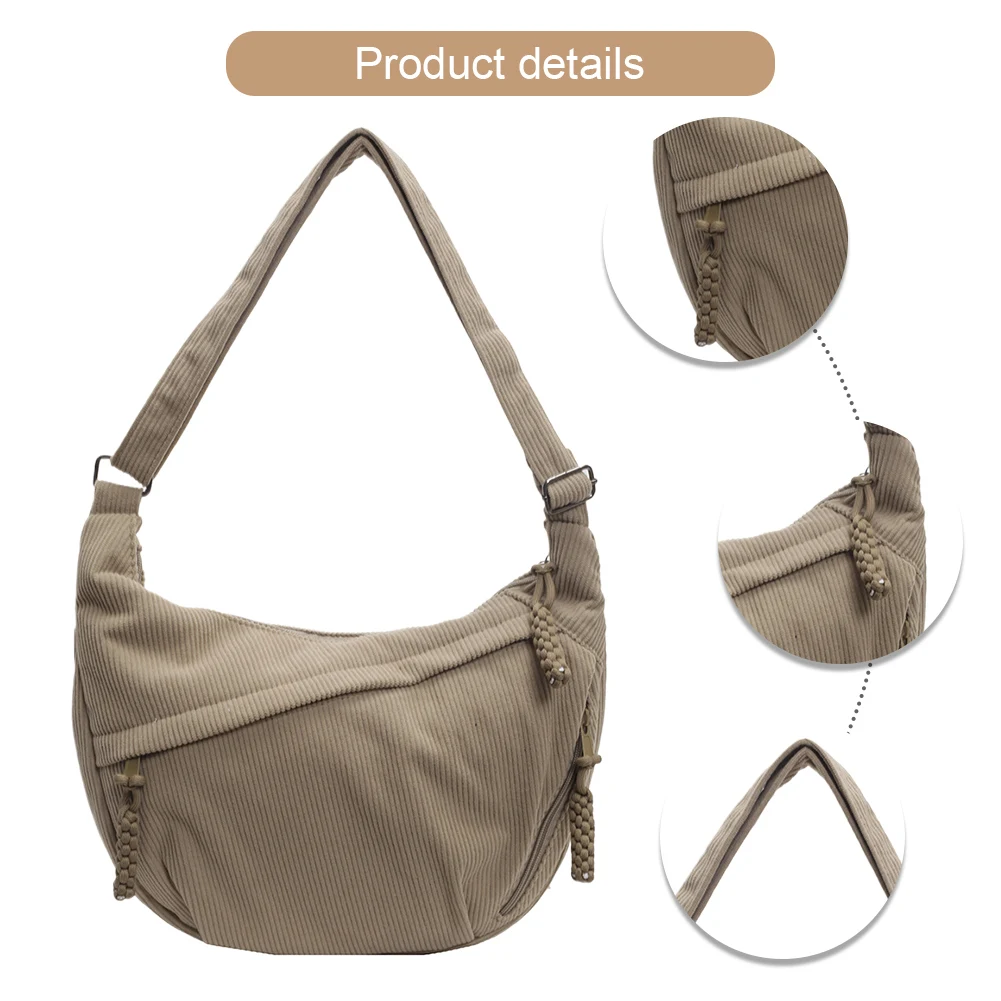 Stylish Corduroy Crescent Shoulder Bag for Women Spacious Zipper Pockets Ideal for School Travel and Work
Stylish Corduroy Crescent Shoulder Bag for Women Spacious Zipper Pockets Ideal for School Travel and Work