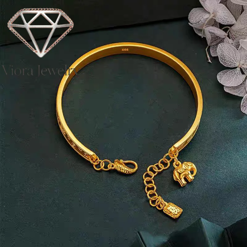 Viora Jewelry Elephant Auspicious Open Bangle Women's 24K Gold AU999 - Lucky elephant, engraved words, adjustable open design
Viora Jewelry Elephant Auspicious Open Bangle Women's 24K Gold AU999 - Lucky elephant, engraved words, adjustable open design