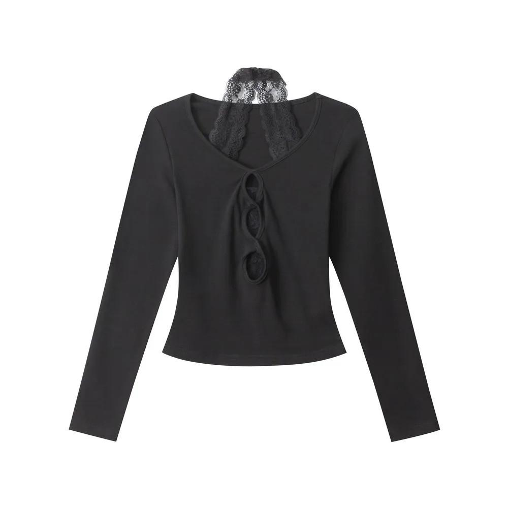 Lace Hollow Out Halter Long Sleeve Patchwork Slim Fit Office Winter Fall T-shirts Fitness Elegant Tops for Women Girls
Lace Hollow Out Halter Long Sleeve Patchwork Slim Fit Office Winter Fall T-shirts Fitness Elegant Tops for Women Girls