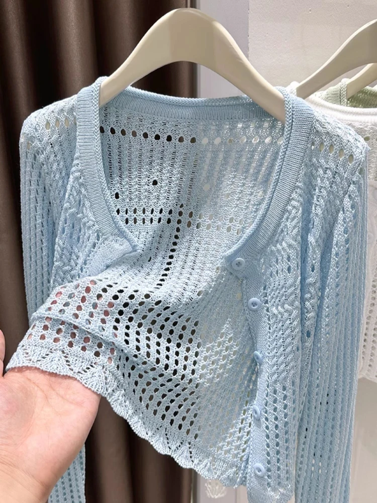 Blue Ice Silk Knitted Sun Protection Cardigan Women Summer with Sling Dress Outer Hollow Shoulder Shawl Air Conditioned Soft ...
Blue Ice Silk Knitted Sun Protection Cardigan Women Summer with Sling Dress Outer Hollow Shoulder Shawl Air Conditioned Soft ...