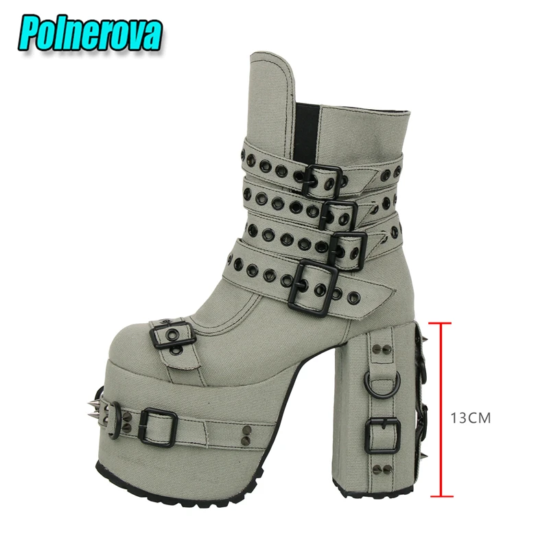 Punk Round Toe Platform 13Cm High Heels Short Boots Gothic Style Belt Buckle Thick Heel Cowboy Boots Autumn Winter Women's Shoes
Punk Round Toe Platform 13Cm High Heels Short Boots Gothic Style Belt Buckle Thick Heel Cowboy Boots Autumn Winter Women's Shoes