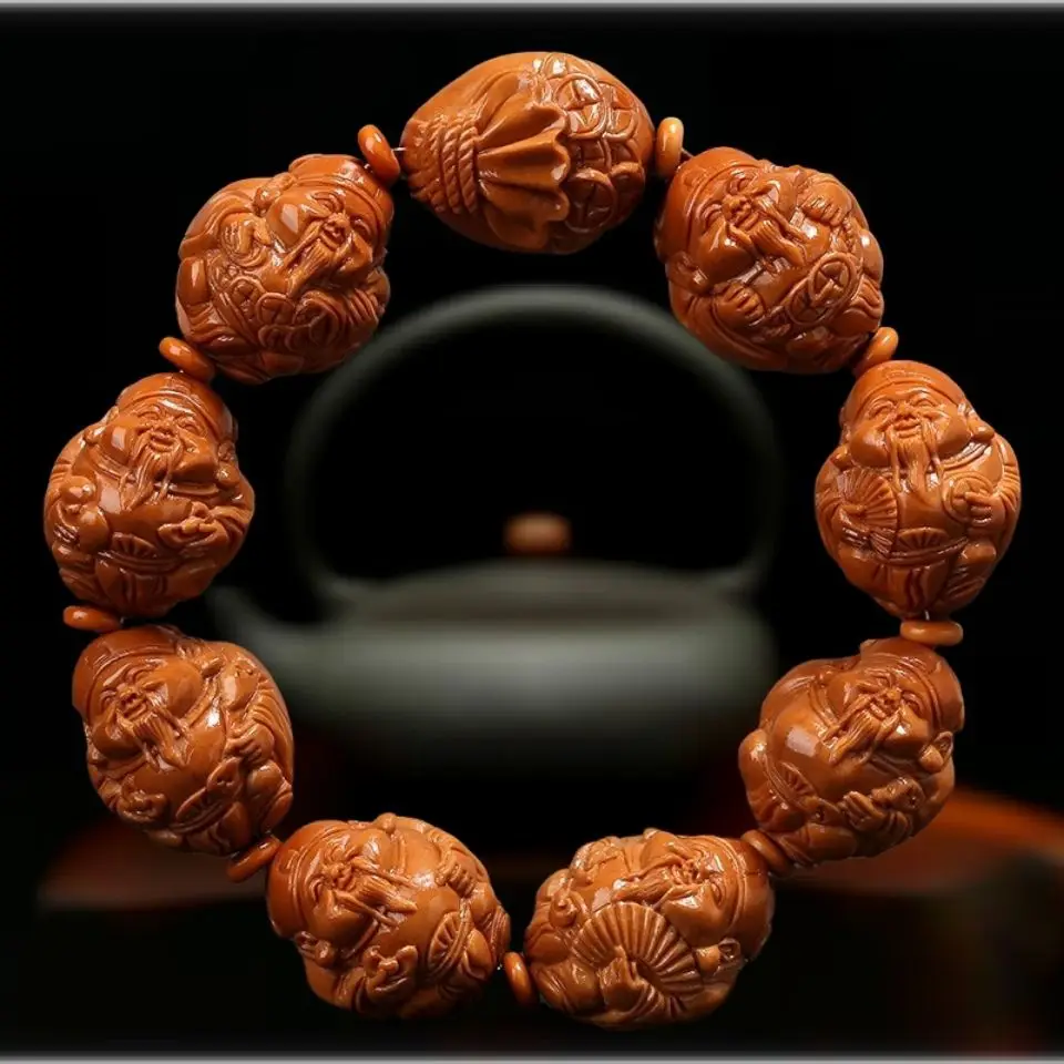 Large Seed Buddha Beads Olive Pit HandString Eight Wealth Gods Carved Olive Pit Mens Play Bracelet Lucky Fortune Blessing Wish
Large Seed Buddha Beads Olive Pit HandString Eight Wealth Gods Carved Olive Pit Mens Play Bracelet Lucky Fortune Blessing Wish