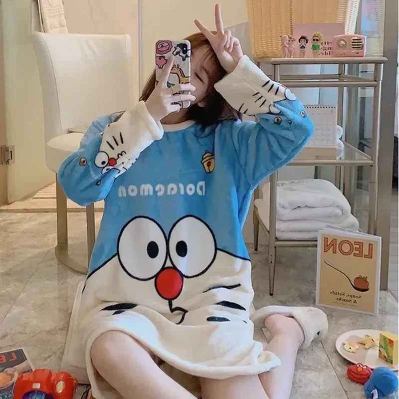 Doraemon Mid-length Long-sleeved girl Loose Pajamas Nightdress women Autumn and Winter Cute Pajamas Cartoon
Doraemon Mid-length Long-sleeved girl Loose Pajamas Nightdress women Autumn and Winter Cute Pajamas Cartoon