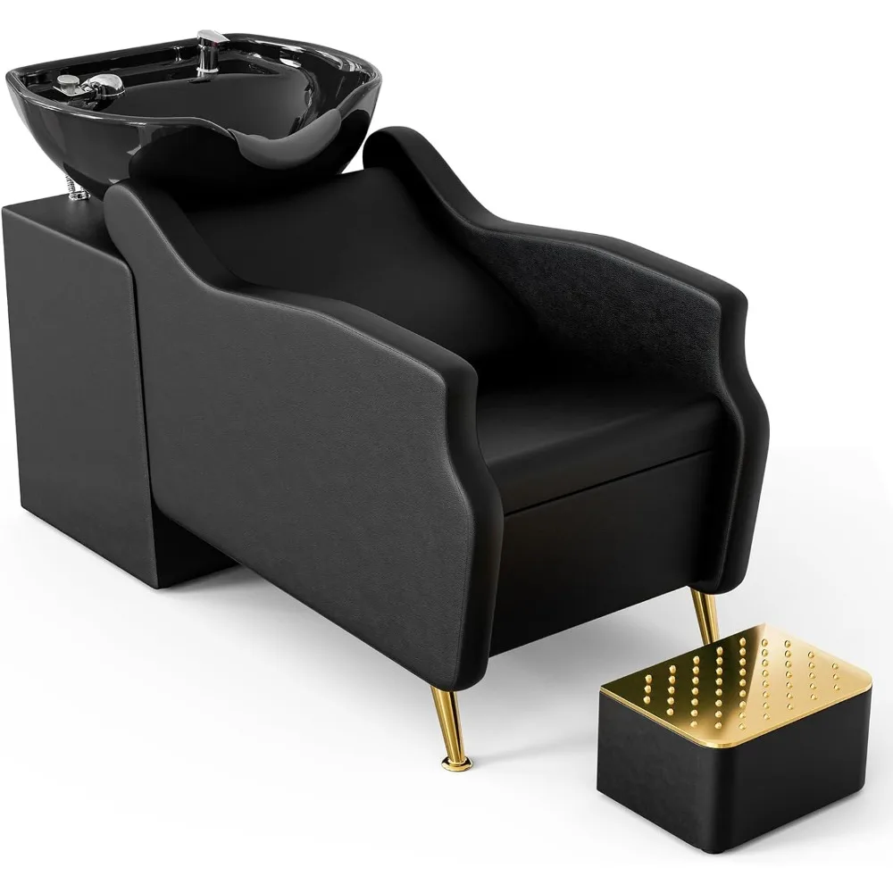 Shampoo Chair and Bowl for Salon, Backwash Shampoo Station Sink with Ceramic Bowl and Footrest, Shampoo Chairs
Shampoo Chair and Bowl for Salon, Backwash Shampoo Station Sink with Ceramic Bowl and Footrest, Shampoo Chairs