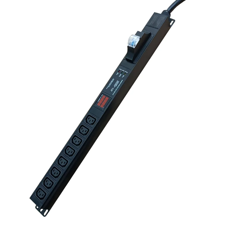L6-30P 8-bit IEC320-C13 socket Aluminum alloy rack type voltage and current display circuit breaker protects PDU power sockets
L6-30P 8-bit IEC320-C13 socket Aluminum alloy rack type voltage and current display circuit breaker protects PDU power sockets