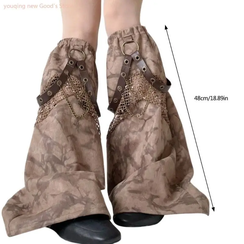 49ME Women's Mesh Splicing Tie Dye Leg Warmers Punk Eyelets PU Leather Strap Chain Flared Baggy Boot Covers Socks Streetwear
49ME Women's Mesh Splicing Tie Dye Leg Warmers Punk Eyelets PU Leather Strap Chain Flared Baggy Boot Covers Socks Streetwear