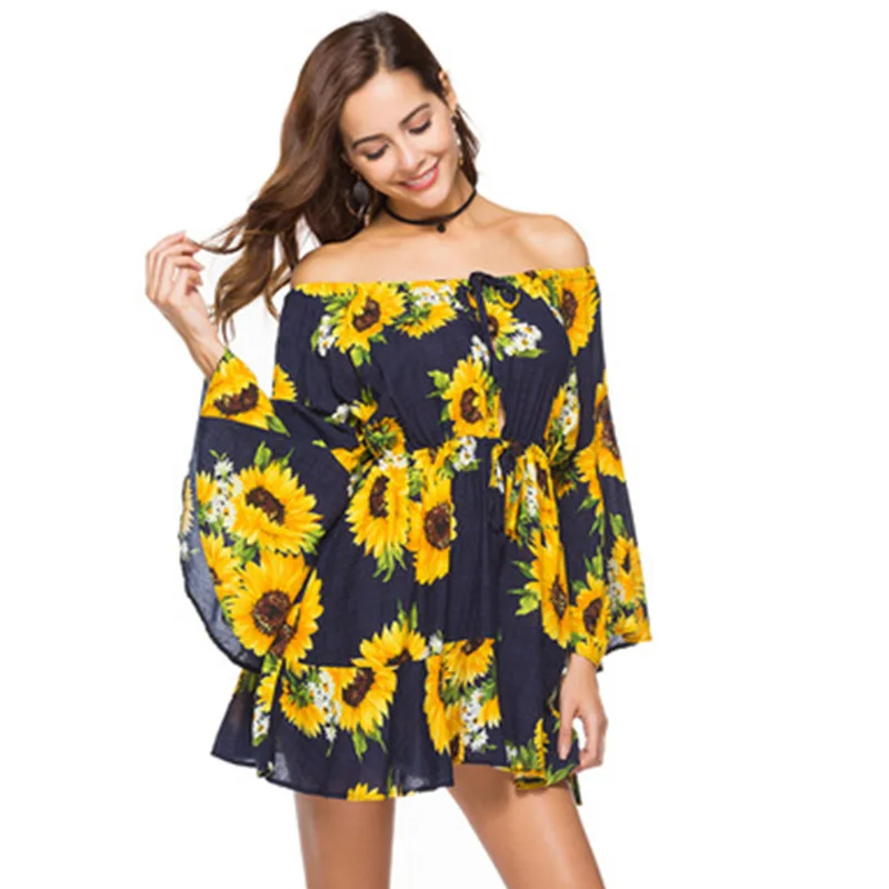 Summer Women's Summer New Cotton Print Elastic Waist Lace Up Off Shoulder One Line Neck Loose Dress Plus Size
Summer Women's Summer New Cotton Print Elastic Waist Lace Up Off Shoulder One Line Neck Loose Dress Plus Size
