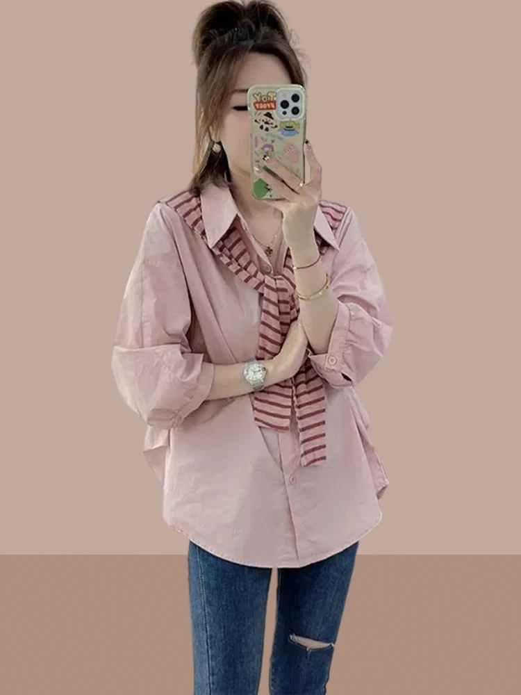 Fashionable Long Sleeve Shirt for Women Spring Autumn New Style Korean Loose Fit Collar Open Cardigan Style with Shawl
Fashionable Long Sleeve Shirt for Women Spring Autumn New Style Korean Loose Fit Collar Open Cardigan Style with Shawl