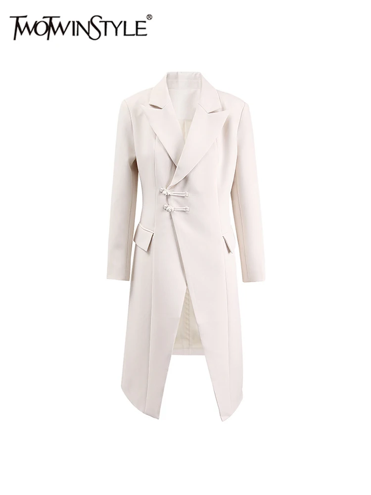 TWOTWINSTYLE Solid Patchwork Poket Slimming Long Blazer For Women Notched Collar Long Sleeve Spliced Single Breasted Coat Female
TWOTWINSTYLE Solid Patchwork Poket Slimming Long Blazer For Women Notched Collar Long Sleeve Spliced Single Breasted Coat Female