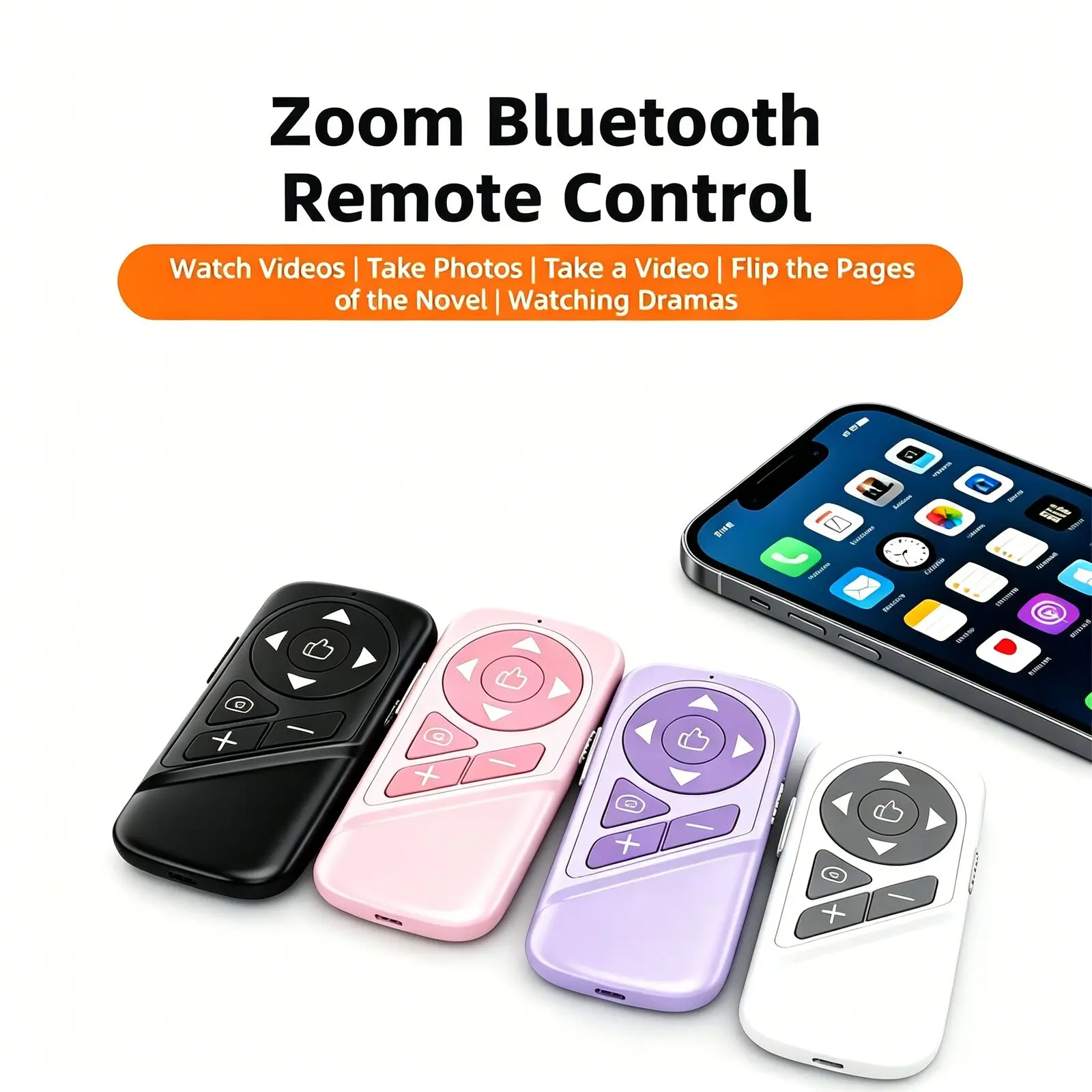 Multifunctional Wireless Bluetooth Air Mouse for Smartphone Selfie Recording Video Browsing E-Book Page Turner for iOS Android