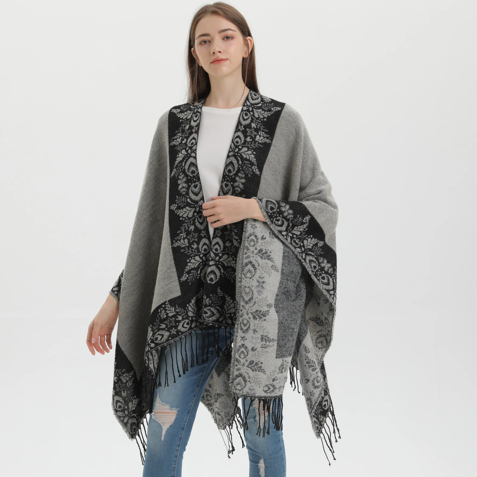 New Autumn Winter Open Split awl Faux Camere Warm Tassel Cloak Scarf Ele Faionable Versatile Versatile Accory
New Autumn Winter Open Split awl Faux Camere Warm Tassel Cloak Scarf Ele Faionable Versatile Versatile Accory