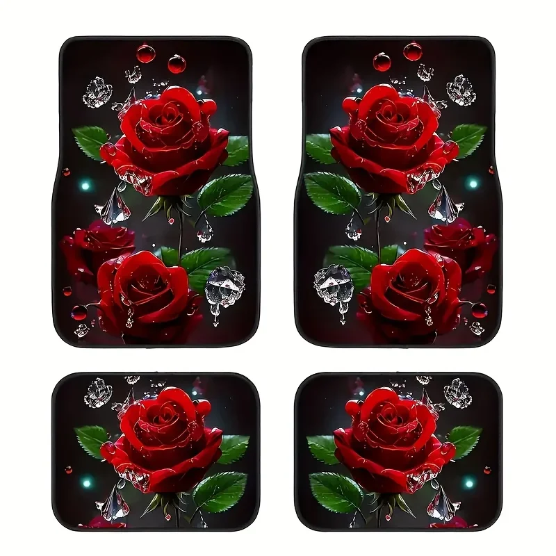 4 шт. Набор автомобильных ковриков Red Dew Rose — нескользящие, всепогодные, спереди и сзади, полное покрытие для защиты салона автомобиля
4 шт. Набор автомобильных ковриков Red Dew Rose — нескользящие, всепогодные, спереди и сзади, полное покрытие для защиты салона автомобиля