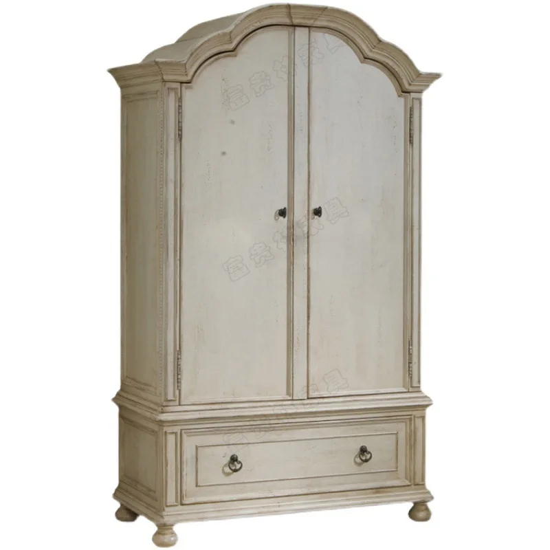 American style solid wood double door wardrobe, bedroom storage cabinet, European retro white old storage space
American style solid wood double door wardrobe, bedroom storage cabinet, European retro white old storage space