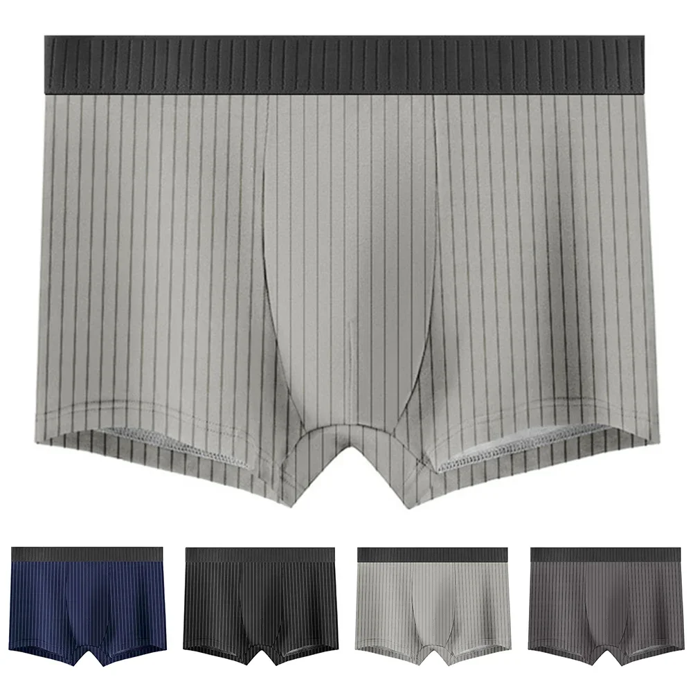 Mens Ice Silk Seamless Underwear Boxer Briefs Thin Breathable Stripes Simple Boxershorts Slim Pouch Panties
Mens Ice Silk Seamless Underwear Boxer Briefs Thin Breathable Stripes Simple Boxershorts Slim Pouch Panties