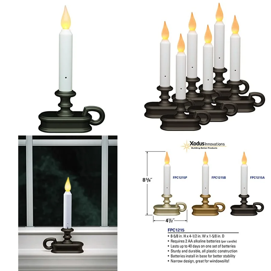 FPC1215A-6 Battery Operated Dusk to Dawn Light Sensor Window Candle with Flicker or Steady On Flame Setting, Pack of 6
FPC1215A-6 Battery Operated Dusk to Dawn Light Sensor Window Candle with Flicker or Steady On Flame Setting, Pack of 6