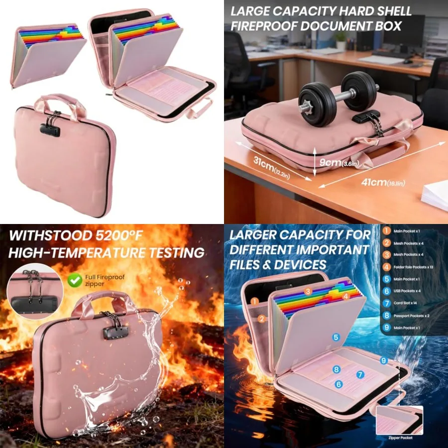Fireproof Document Box, Hard Case Fireproof File Organizer Box with Lock and 13 Pocket Accordion File Folder, Portable Safe Box
Fireproof Document Box, Hard Case Fireproof File Organizer Box with Lock and 13 Pocket Accordion File Folder, Portable Safe Box