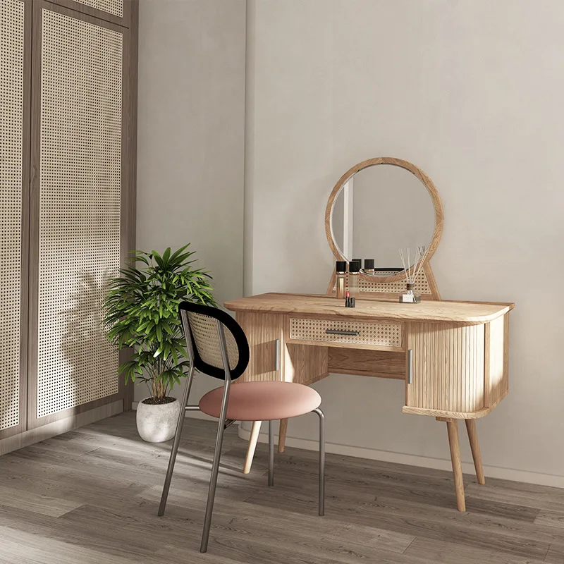 Solid wood dresser rattan modern simple storage makeup mirror stool makeup table
Solid wood dresser rattan modern simple storage makeup mirror stool makeup table