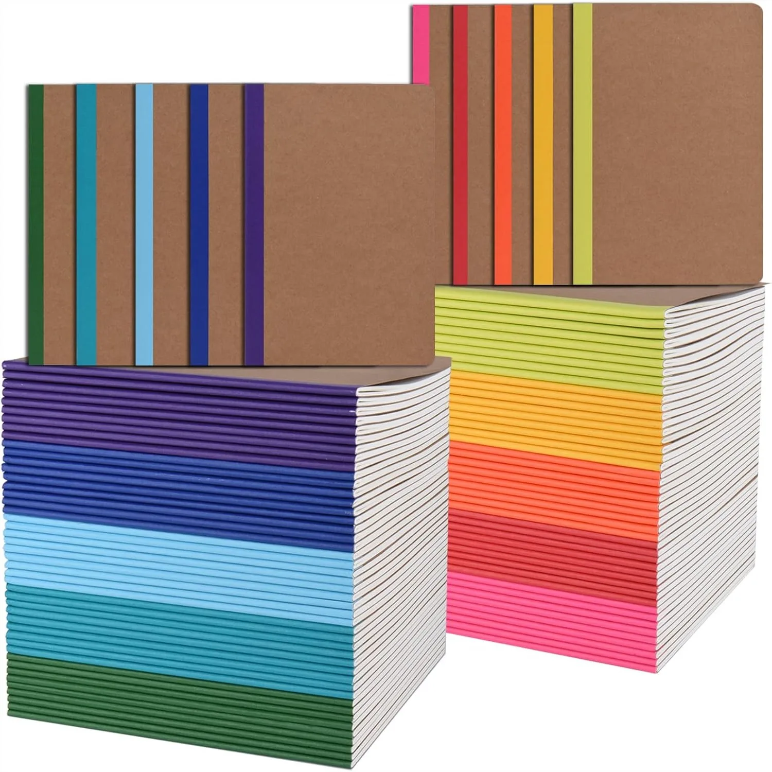 100 Pack Composition Notebooks Bulk, A5 Kraft Cover Lined Journals with Rainbow Spines for School, Office and Daily Use
100 Pack Composition Notebooks Bulk, A5 Kraft Cover Lined Journals with Rainbow Spines for School, Office and Daily Use