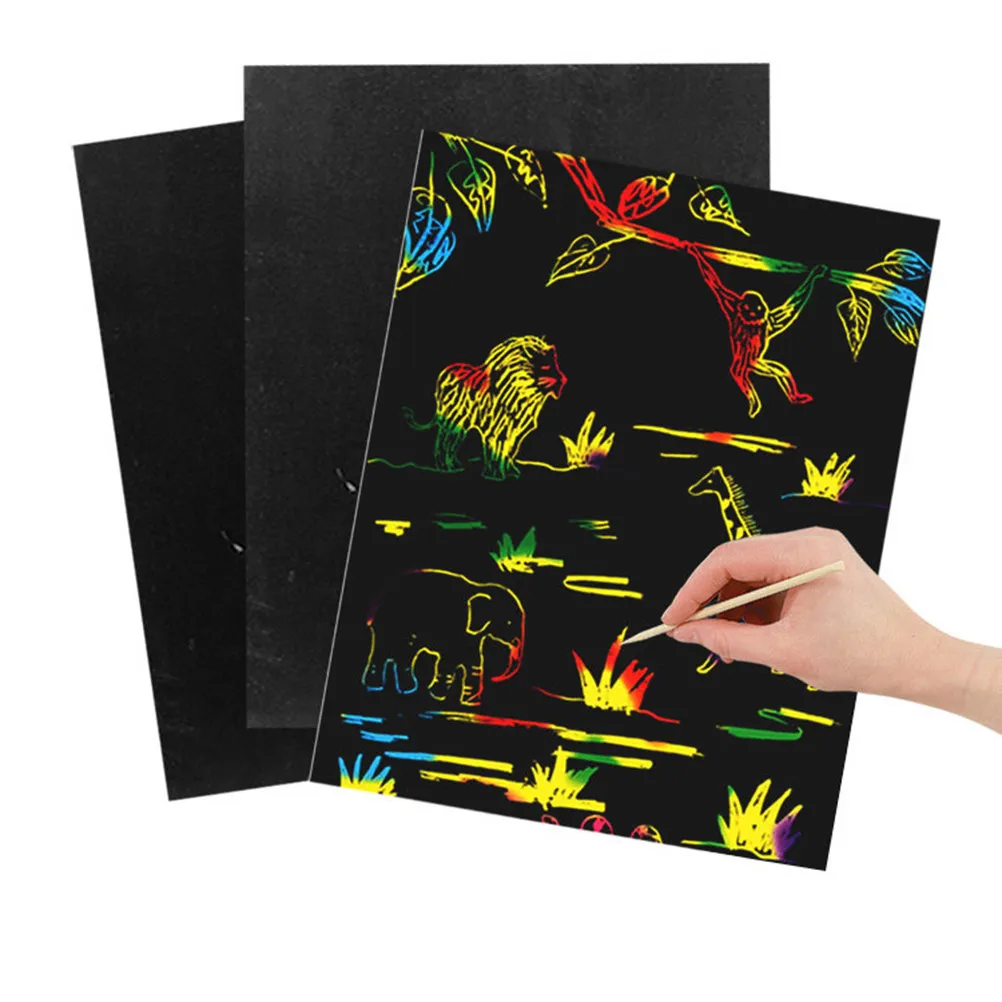 2Pack Scratch Paper Creative DIY Graffiti Book Black Matte Rainbow Sheets Kids Drawing Art Set for Learning Imagination
2Pack Scratch Paper Creative DIY Graffiti Book Black Matte Rainbow Sheets Kids Drawing Art Set for Learning Imagination