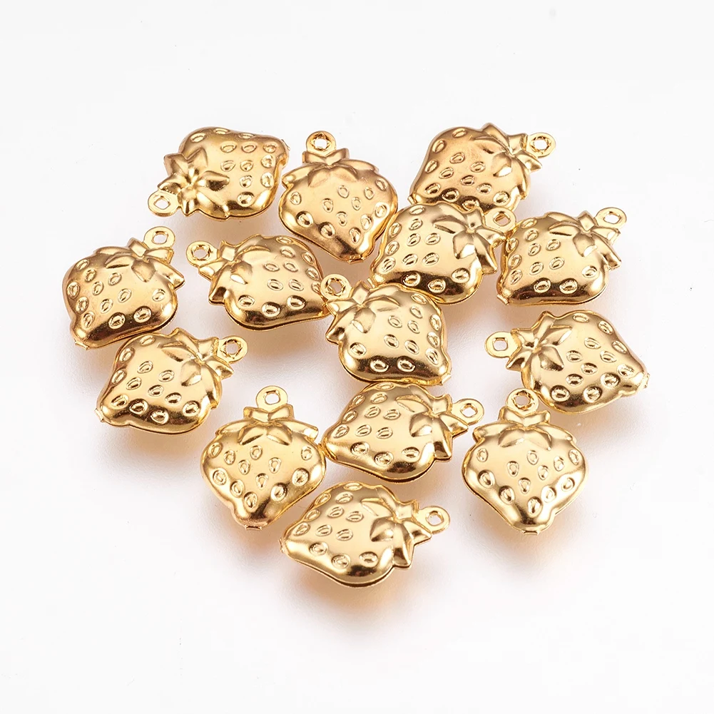 5Pcs Golden Color Strawberry Charm 304 Stainless Steel Pendants DIY Necklace Bracelet Earrings Cute Mini Metal Fruit Pendants
5Pcs Golden Color Strawberry Charm 304 Stainless Steel Pendants DIY Necklace Bracelet Earrings Cute Mini Metal Fruit Pendants