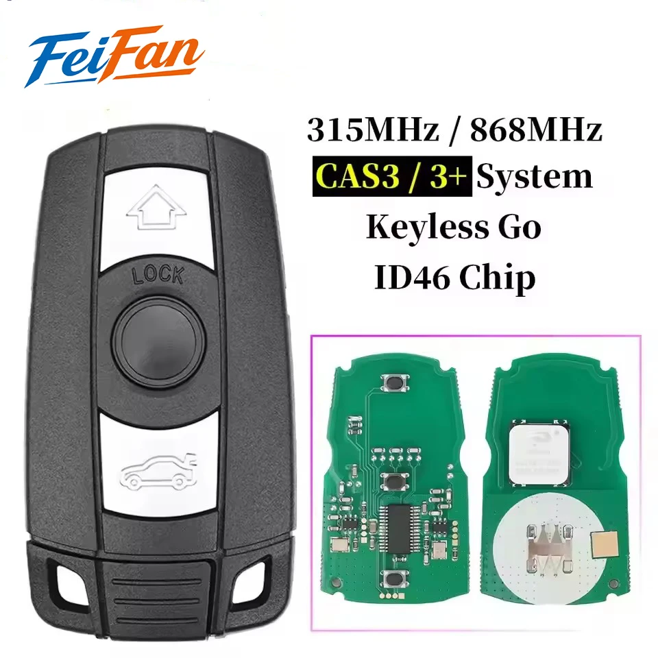 FeiFan 315/868MHz Keyless Go Remote Smart Key for BMW 3, 5 Series CAS3 X5 X6 Z4 E70 Car ID46 PCF7953 Comfort Access Hands Free
FeiFan 315/868MHz Keyless Go Remote Smart Key for BMW 3, 5 Series CAS3 X5 X6 Z4 E70 Car ID46 PCF7953 Comfort Access Hands Free