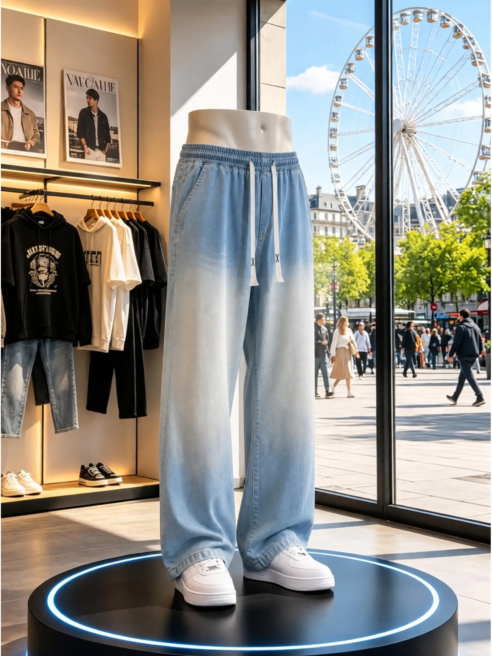 Light Blue Washed Gradient Ice Silk Men's Summer Thin Straight Leg Jeans American Style Knife Drapey Wide Leg Pants
Light Blue Washed Gradient Ice Silk Men's Summer Thin Straight Leg Jeans American Style Knife Drapey Wide Leg Pants