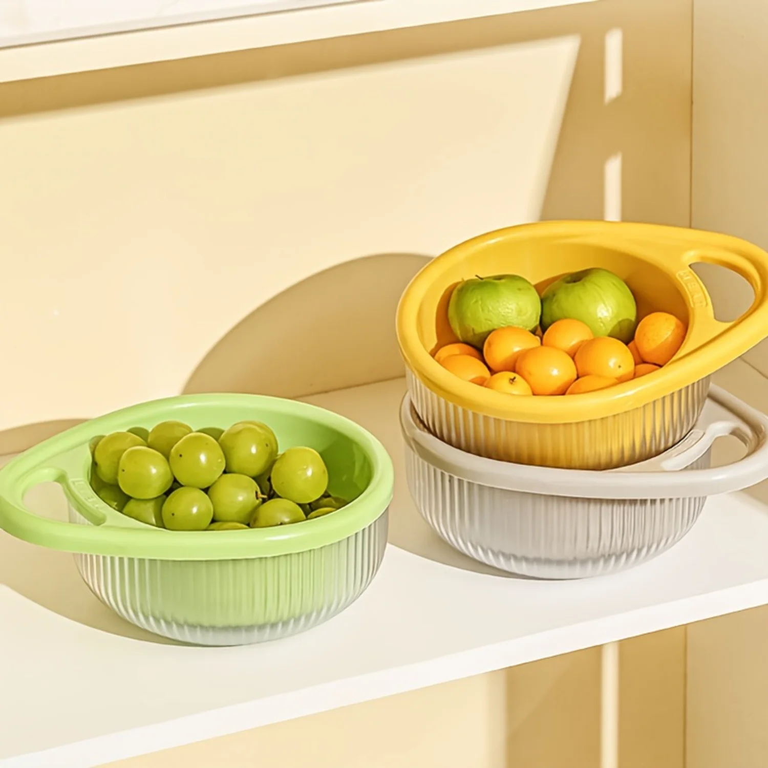 1pc Double Layer Hollow-Out Drain Basket Plus - Multifunctional Kitchen Strainer with PP for Fruits and Vegetables, Portable Ri
1pc Double Layer Hollow-Out Drain Basket Plus - Multifunctional Kitchen Strainer with PP for Fruits and Vegetables, Portable Ri