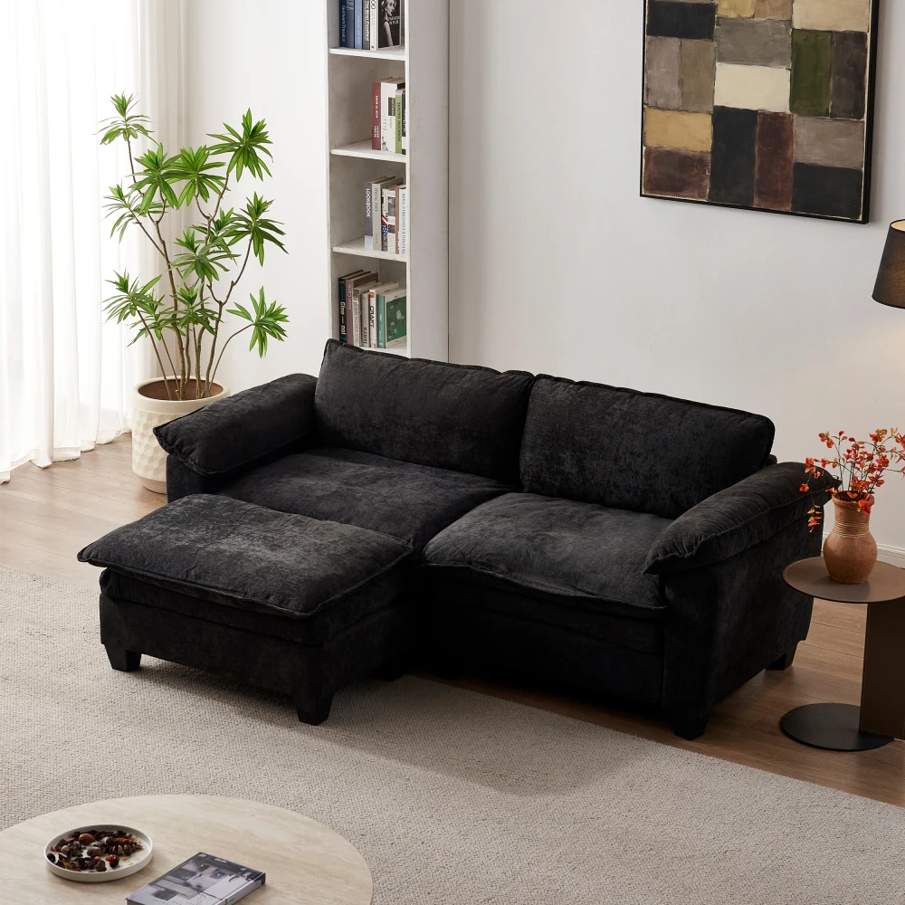 Living Room Furniture Big Loveseat Luxury Couch with Ottoman Soft Chenille Upholstered Sofa Black
Living Room Furniture Big Loveseat Luxury Couch with Ottoman Soft Chenille Upholstered Sofa Black