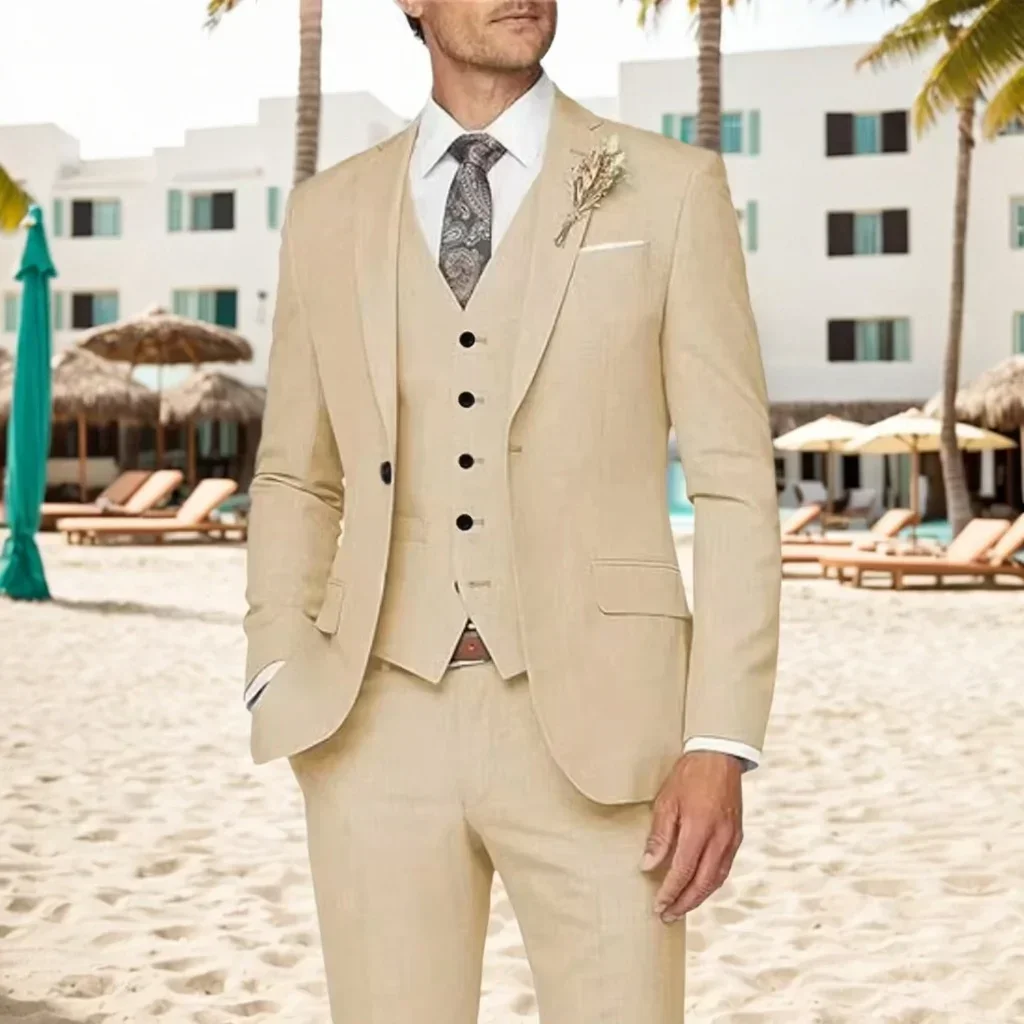 High Quality 3-Piece Men's Formal Suit Set with Blazer Vest Pants Elegant Wedding Groomsmen Attire for Brides And Grooms
High Quality 3-Piece Men's Formal Suit Set with Blazer Vest Pants Elegant Wedding Groomsmen Attire for Brides And Grooms
