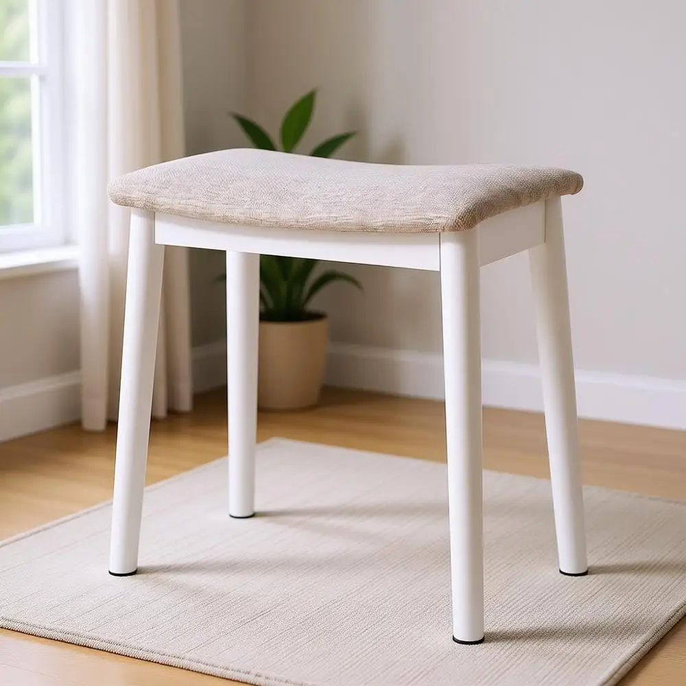 Туалетный стул с обивкой и ножками из массива дерева, идеально подходит для спальни, прихожей или у пианино, белые ножки и сиденье из светлого льна
Туалетный стул с обивкой и ножками из массива дерева, идеально подходит для спальни, прихожей или у пианино, белые ножки и сиденье из светлого льна