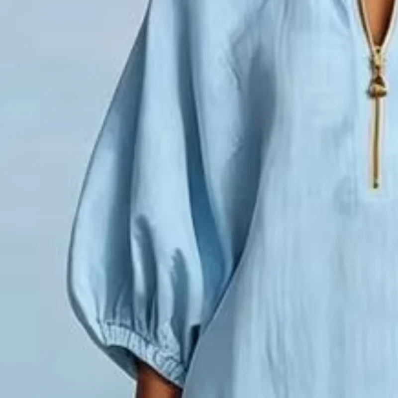 Women Comfortable Daily Dress Half Sleeve Long Tunic Dress Simple Style Zip Up Crew Neck Loose Vacation Dress with Pockets
Women Comfortable Daily Dress Half Sleeve Long Tunic Dress Simple Style Zip Up Crew Neck Loose Vacation Dress with Pockets