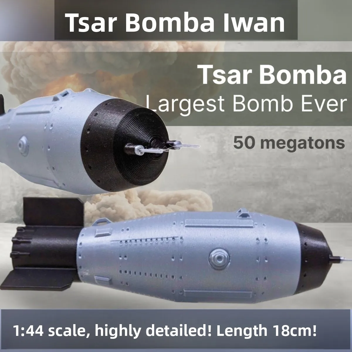 3D Printed Tsar Bomba Nuclear Model Military Collectible Item Large Ivan Fan Gift Tank War Vehicle Weapon Model Toy
3D Printed Tsar Bomba Nuclear Model Military Collectible Item Large Ivan Fan Gift Tank War Vehicle Weapon Model Toy