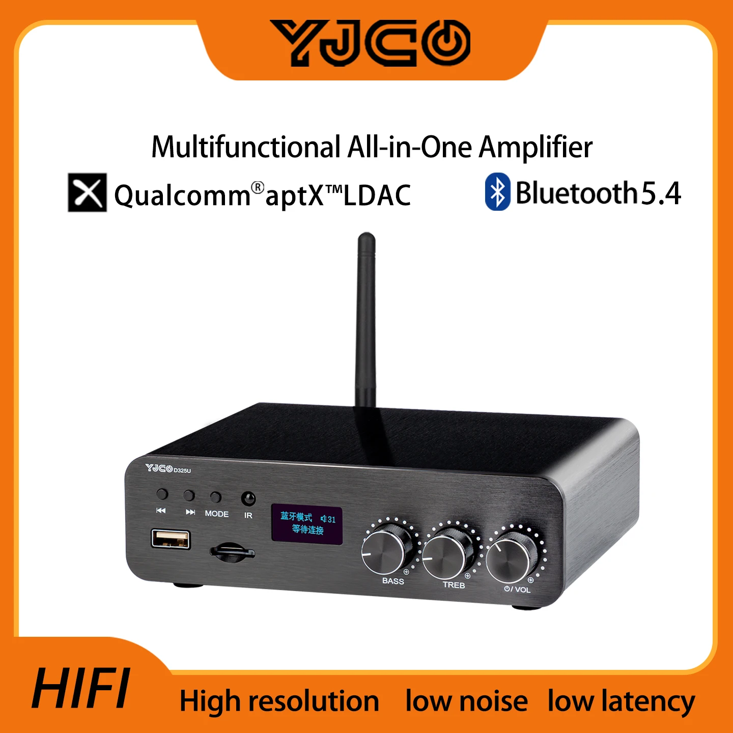 YJCO D325U HiFi Digital Bluetooth 5.4 Amplifier Board 300W TPA3255 2.0 Stereo USB/TF/AUX Multi-Input with Treble Bass Adjustment
YJCO D325U HiFi Digital Bluetooth 5.4 Amplifier Board 300W TPA3255 2.0 Stereo USB/TF/AUX Multi-Input with Treble Bass Adjustment