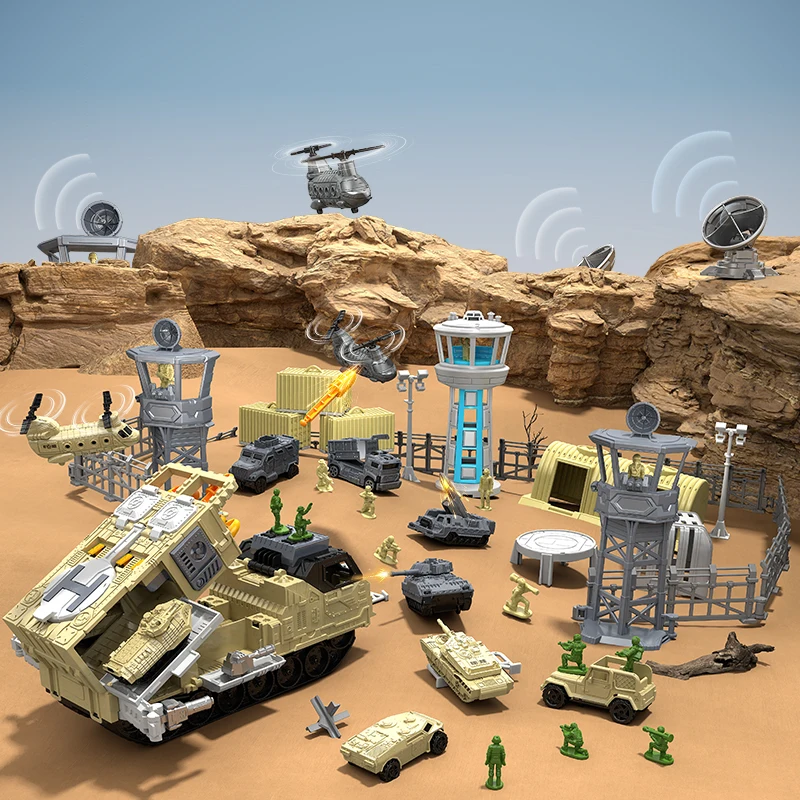Children's Military Camp Scene Toy Set, Scene Simulation Battle Toys, Including Small Tanks, Small Airplanes, Small Soldiers, Military Camp, Observation Tower, Bunker, Radar, Roadblock, Fence, and Other Scene Accessories, Ideal Gift for Boys and Girls Age
Children's Military Camp Scene Toy Set, Scene Simulation Battle Toys, Including Small Tanks, Small Airplanes, Small Soldiers, Military Camp, Observation Tower, Bunker, Radar, Roadblock, Fence, and Other Scene Accessories, Ideal Gift for Boys and Girls Age