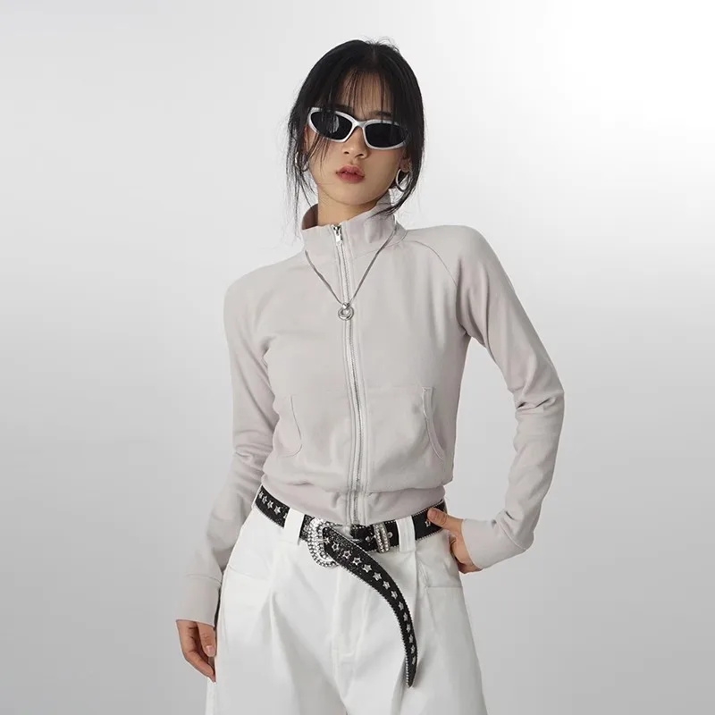 Women Autumn New Zipper Short Long sleeved Top Women's Spicy Girl Slim Fit Stand up Collar Cardigan Coat V700
Women Autumn New Zipper Short Long sleeved Top Women's Spicy Girl Slim Fit Stand up Collar Cardigan Coat V700