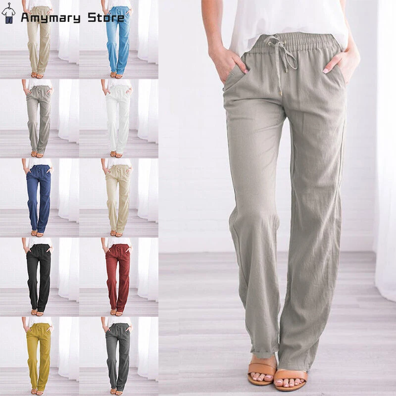Ladies Trousers Bottoms For Womens Straight Solid Elastic Pants Long Drawstring Linen Waist Cotton And Linen Women Casual Pants
Ladies Trousers Bottoms For Womens Straight Solid Elastic Pants Long Drawstring Linen Waist Cotton And Linen Women Casual Pants