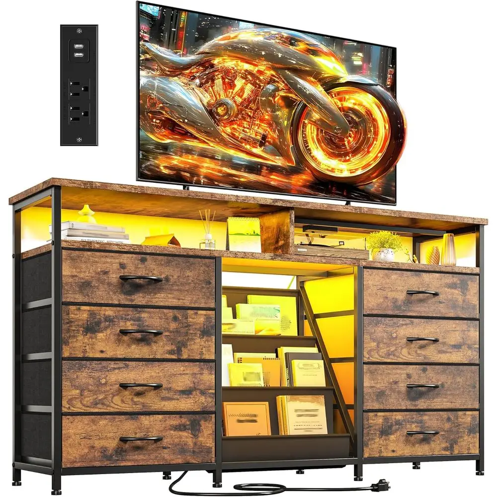 55 Wall-Mounted TV Stand with Bookshelf and Fabric Drawers, 65 LED TV, Storage Chest or Cabinet, Entryway-Friendly, Rustic Brown
55 Wall-Mounted TV Stand with Bookshelf and Fabric Drawers, 65 LED TV, Storage Chest or Cabinet, Entryway-Friendly, Rustic Brown