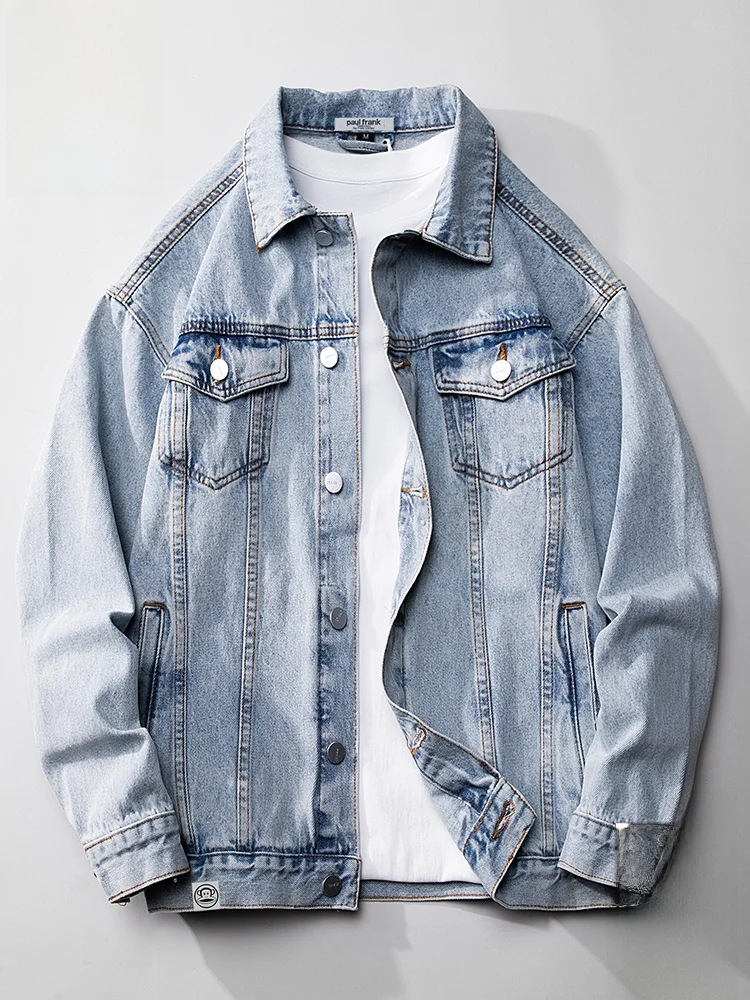 PaulFrank Loose Fit Denim Jaet with Collar for Men Retro Workwear Outerwear Autumn Season Casual Sle Long Sve
PaulFrank Loose Fit Denim Jaet with Collar for Men Retro Workwear Outerwear Autumn Season Casual Sle Long Sve