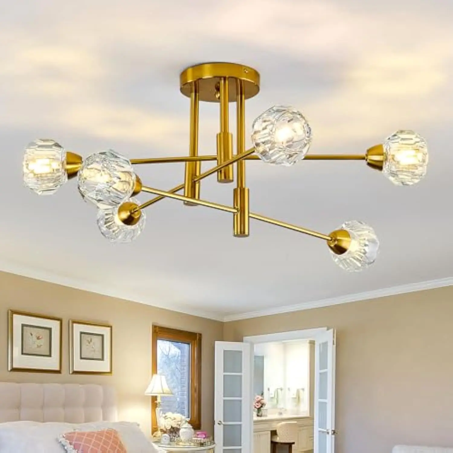 6-Lights Glass Sputnik Chandelier Vintage Flush Mount Ceiling Light Fixture Gold Farmhouse Lighting for Dining Room Living Roo
6-Lights Glass Sputnik Chandelier Vintage Flush Mount Ceiling Light Fixture Gold Farmhouse Lighting for Dining Room Living Roo