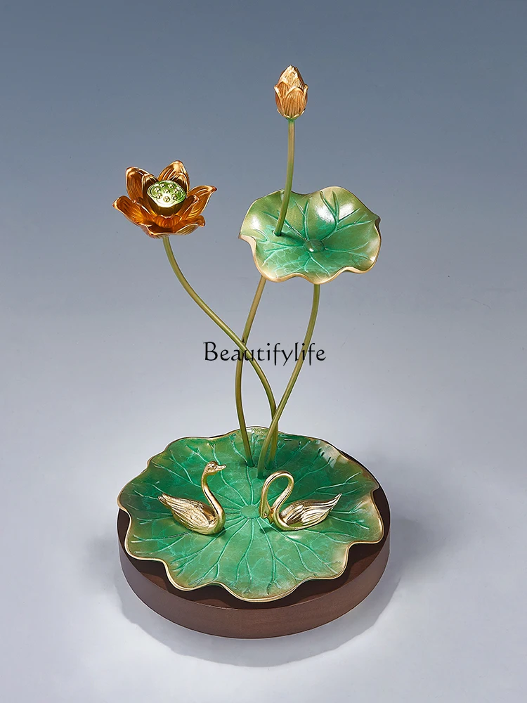 New Chinese copper ornaments art study living room entrance TV cabinet lotus home decoration 
New Chinese copper ornaments art study living room entrance TV cabinet lotus home decoration