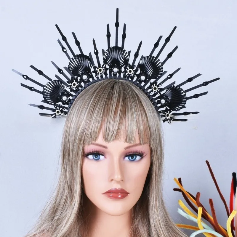 Роскошный золотой ореол богини-повязка на голову с подсолнухом и ракушками для женщин, костюм для косплея на Хэллоуин, маскарада и костюма Девы Марии
Роскошный золотой ореол богини-повязка на голову с подсолнухом и ракушками для женщин, костюм для косплея на Хэллоуин, маскарада и костюма Девы Марии