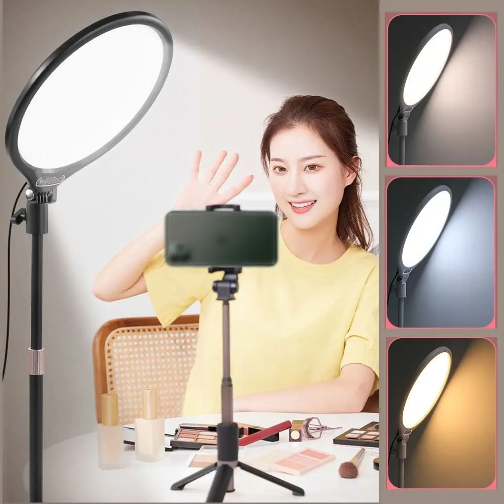 3 Modes LED Selfie Light Large Diameter Adjustable Makeup Fill Light Height Control Even Lighting Photography Lamp
3 Modes LED Selfie Light Large Diameter Adjustable Makeup Fill Light Height Control Even Lighting Photography Lamp